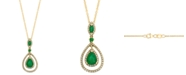 EFFY Collection EFFY&reg; Emerald (1-1/6 ct. t.w.) & Diamond (1/4 ct. t.w.) Orbital Teardrop 18" Pendant Necklace in 14k Gold